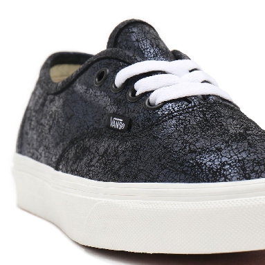 Vans Cracked Leather Authentic Black Classic Mens Womens - (Cracked Leather) black/blanc de blanc VN0A5HZS9FK Shoes