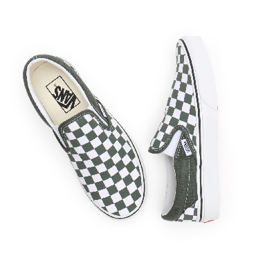 Vans Checkerboard Classic Slip-On Green Classic Mens Womens - (Checkerboard) thyme/true white VN0A33TB9HO Shoes