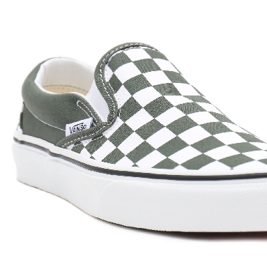 Vans Checkerboard Classic Slip-On Green Classic Mens Womens - (Checkerboard) thyme/true white VN0A33TB9HO Shoes