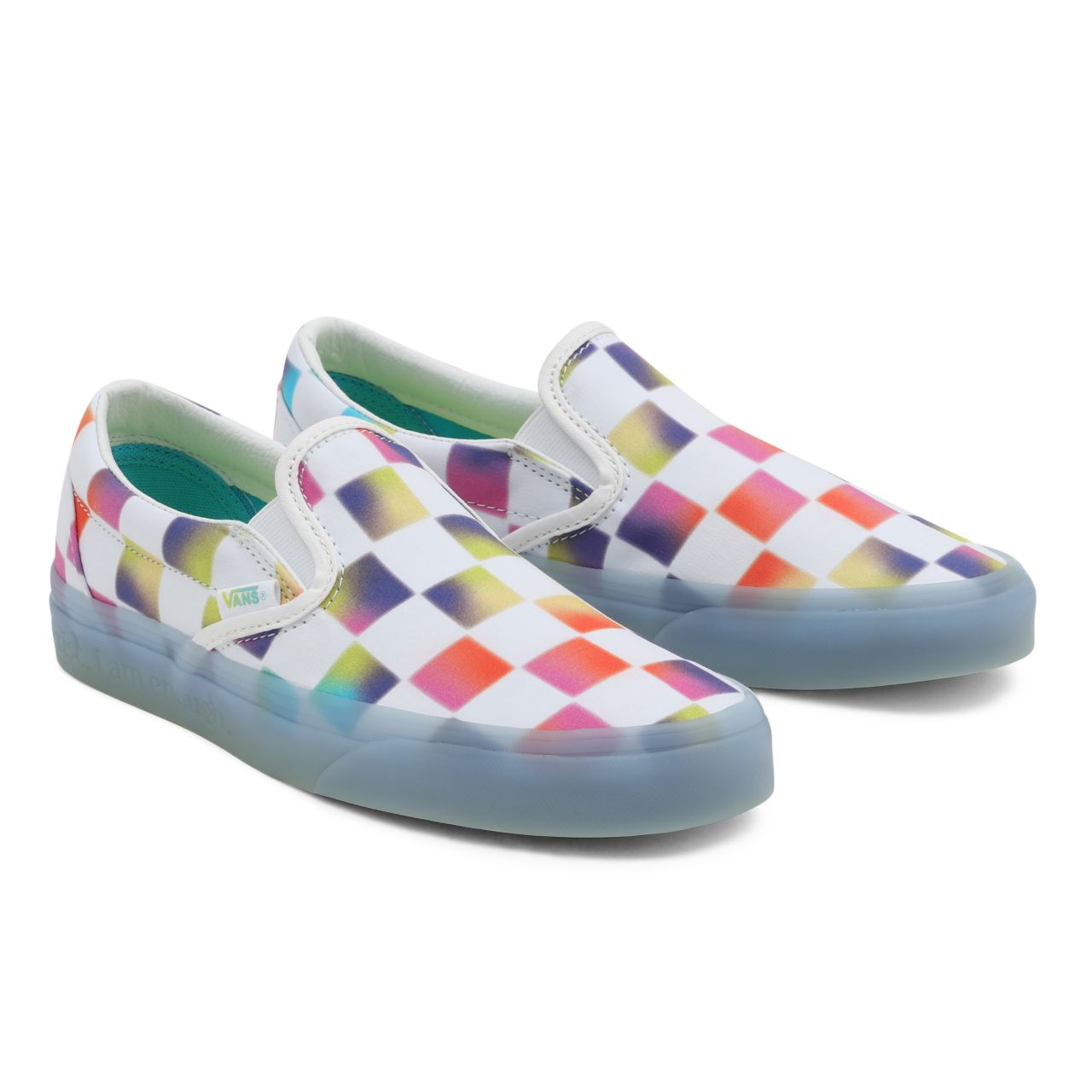 Vans Cultivate Care Classic Slip-On Multicolour Classic Womens - (Cultivate Care) Soft Check/Blue Gum VN000XG88MC Shoes