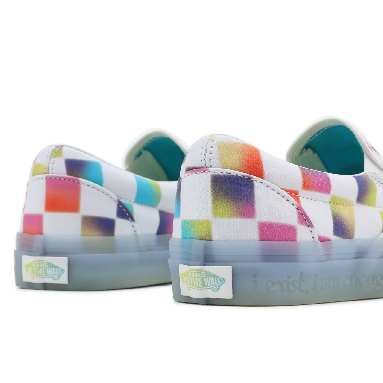 Vans Cultivate Care Classic Slip-On Multicolour Classic Womens - (Cultivate Care) Soft Check/Blue Gum VN000XG88MC Shoes