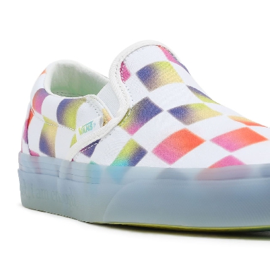 Vans Cultivate Care Classic Slip-On Multicolour Classic Womens - (Cultivate Care) Soft Check/Blue Gum VN000XG88MC Shoes