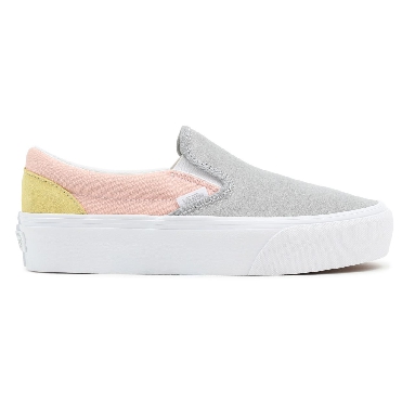 Vans Colour Block Classic Slip-On Platform Grey Classic Womens - (Color Block) Pastel/True White VN0A3JEZ8OJ Shoes