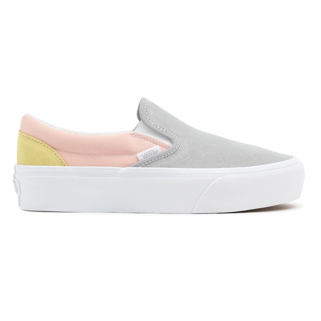 Vans Colour Block Classic Slip-On Platform Grey Classic Womens - (Color Block) Pastel/True White VN0A3JEZ8OJ Shoes