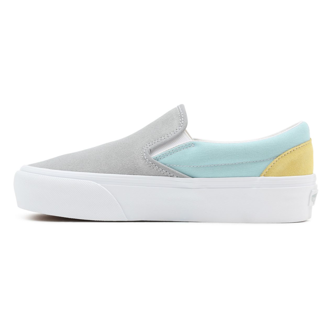 Vans Colour Block Classic Slip-On Platform Grey Classic Womens - (Color Block) Pastel/True White VN0A3JEZ8OJ Shoes