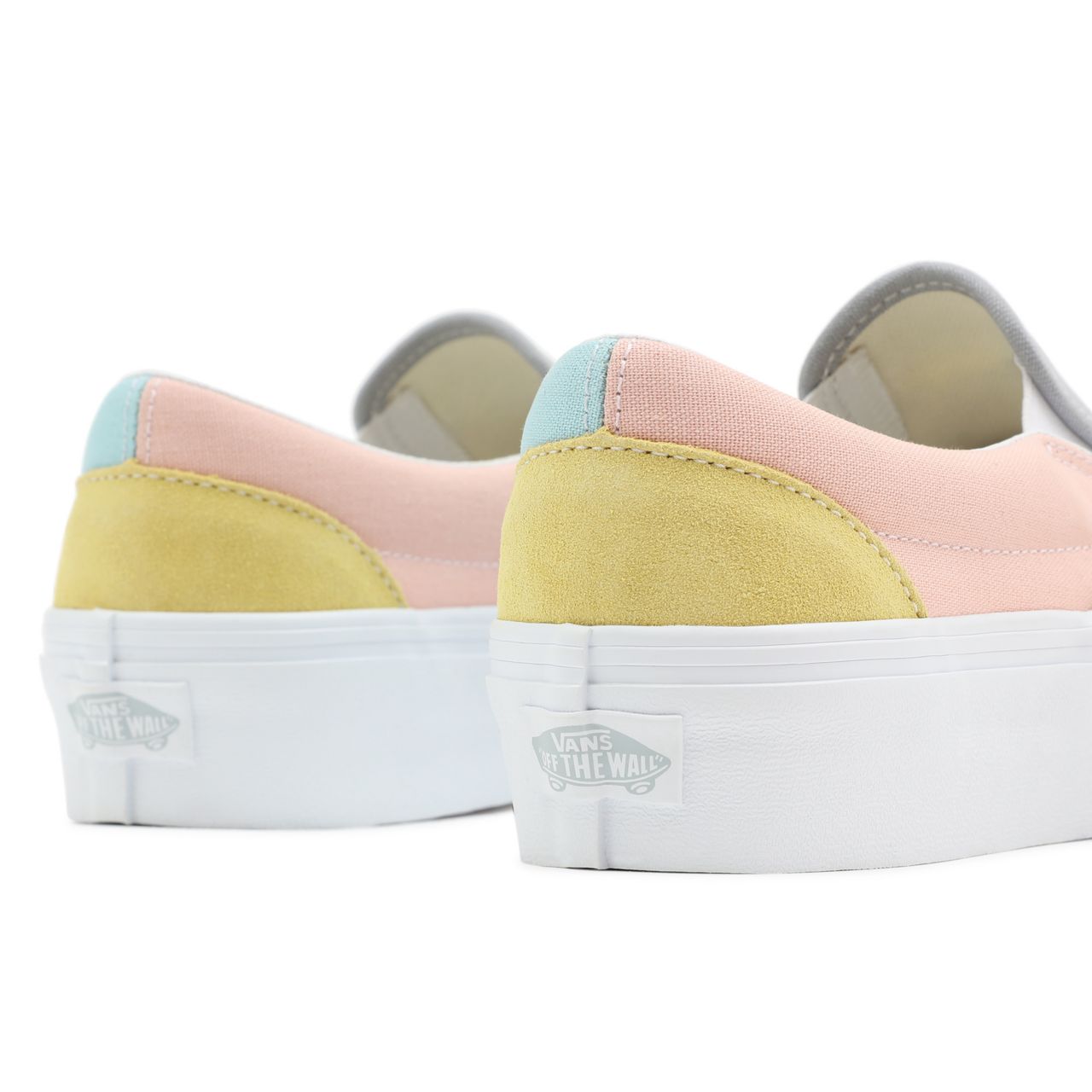 Vans Colour Block Classic Slip-On Platform Grey Classic Womens - (Color Block) Pastel/True White VN0A3JEZ8OJ Shoes