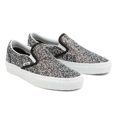 Vans Shiny Party Classic Slip-On Black Classic Womens - (Shiny Party) Black/True White VN000XG88N9 Shoes