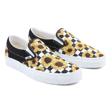 Vans Sunflower Embroidery Classic Slip-On Black Classic Womens - (Sunflower Embroidery) black/true white VN0A5AO8682 Shoes