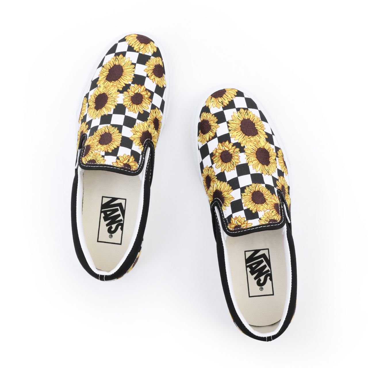 Vans Sunflower Embroidery Classic Slip-On Black Classic Womens - (Sunflower Embroidery) black/true white VN0A5AO8682 Shoes