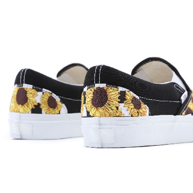 Vans Sunflower Embroidery Classic Slip-On Black Classic Womens - (Sunflower Embroidery) black/true white VN0A5AO8682 Shoes