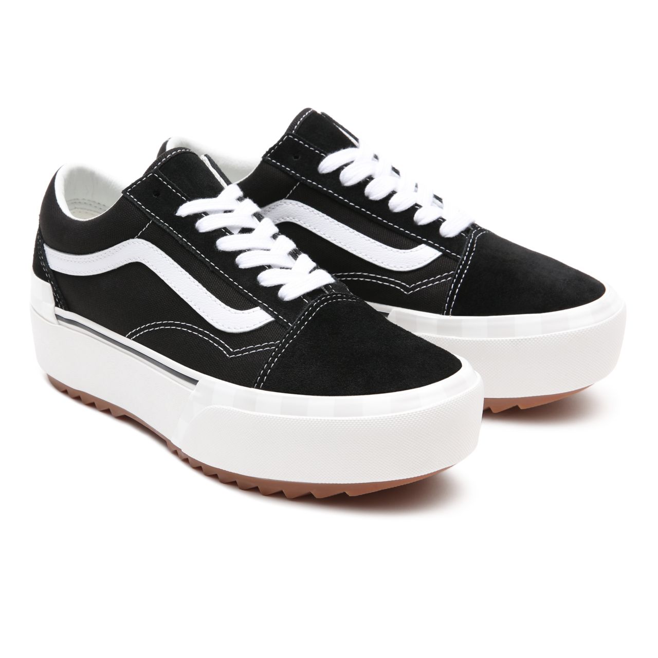 Vans Suede/Canvas Old Skool Stacked Black Classic Womens - (Suede/Canvas) Black/Blanc De Blanc VN0A4U155ZN Shoes