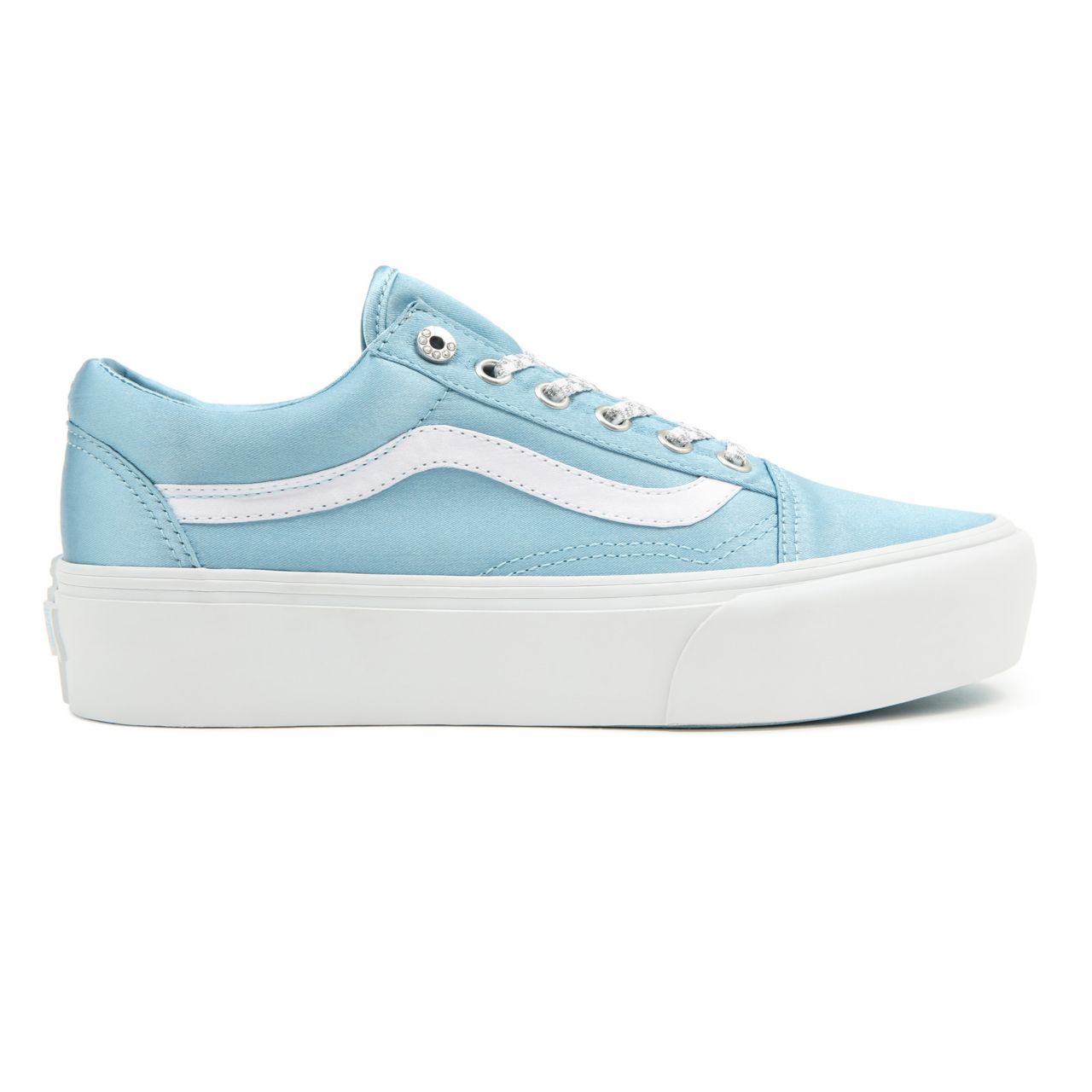 Vans Sparkle Check Old Skool Platform Blue Classic Womens - (Sparkle Check) Aquatic/True White VN0A5KRGA44 Shoes