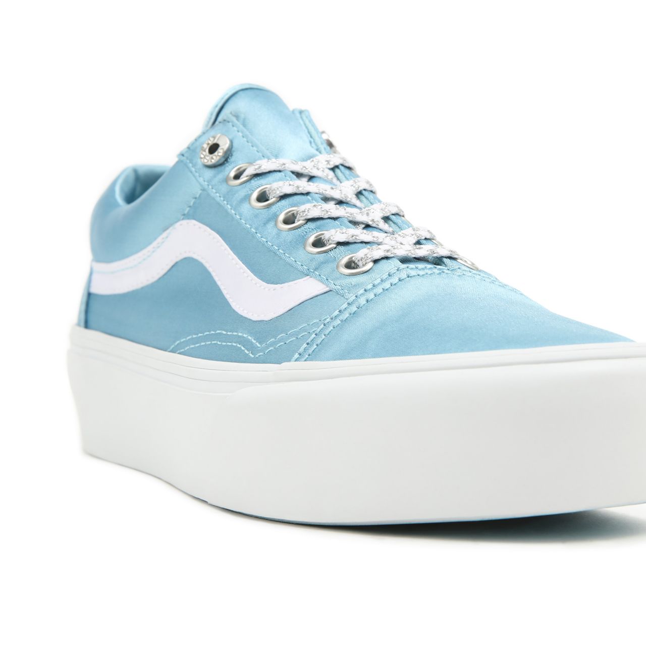 Vans Sparkle Check Old Skool Platform Blue Classic Womens - (Sparkle Check) Aquatic/True White VN0A5KRGA44 Shoes