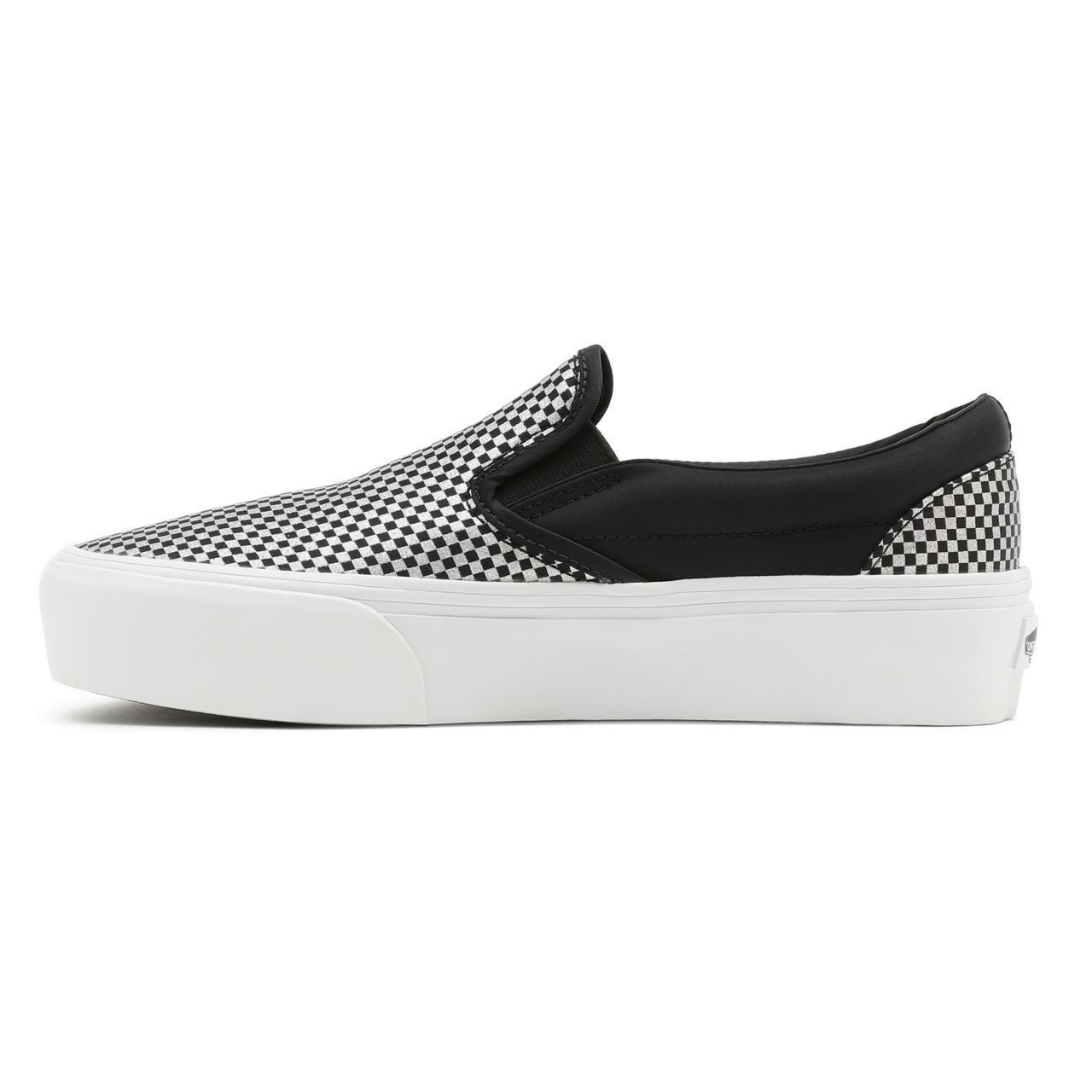 Vans Sparkle Check Classic Slip-On Platform Black Classic Womens - (Sparkle Check) Black/True White VN0A3JEZ8PP Shoes