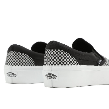 Vans Sparkle Check Classic Slip-On Platform Black Classic Womens - (Sparkle Check) Black/True White VN0A3JEZ8PP Shoes