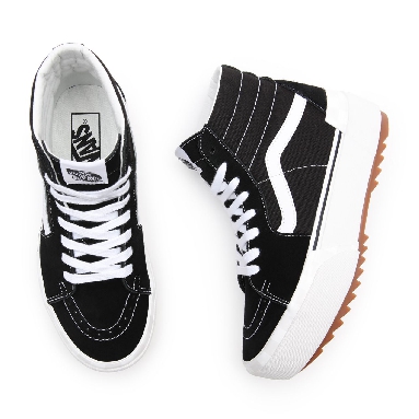 Vans Suede/Canvas Sk8-Hi Stacked Black Classic Womens - (Suede/Canvas) Black/Blanc De Blanc VN0A4BTW5ZN Shoes