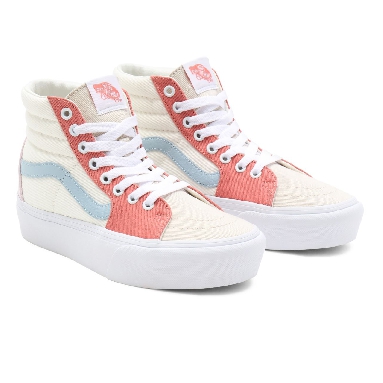 Vans Twill Sk8-Hi Platform 2.0 White Classic Womens - (Twill) pastel block/true white VN0A3TKN9MK Shoes