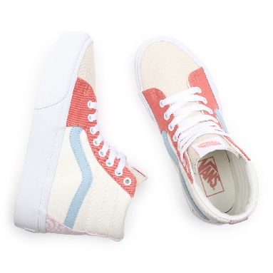 Vans Twill Sk8-Hi Platform 2.0 White Classic Womens - (Twill) pastel block/true white VN0A3TKN9MK Shoes