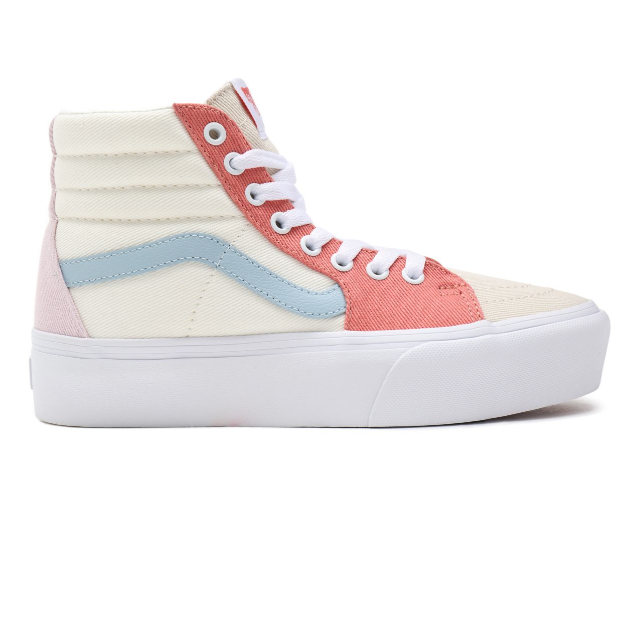 Vans Twill Sk8-Hi Platform 2.0 White Classic Womens - (Twill) pastel block/true white VN0A3TKN9MK Shoes