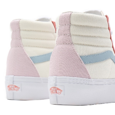 Vans Twill Sk8-Hi Platform 2.0 White Classic Womens - (Twill) pastel block/true white VN0A3TKN9MK Shoes