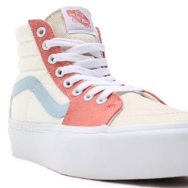 Vans Twill Sk8-Hi Platform 2.0 White Classic Womens - (Twill) pastel block/true white VN0A3TKN9MK Shoes