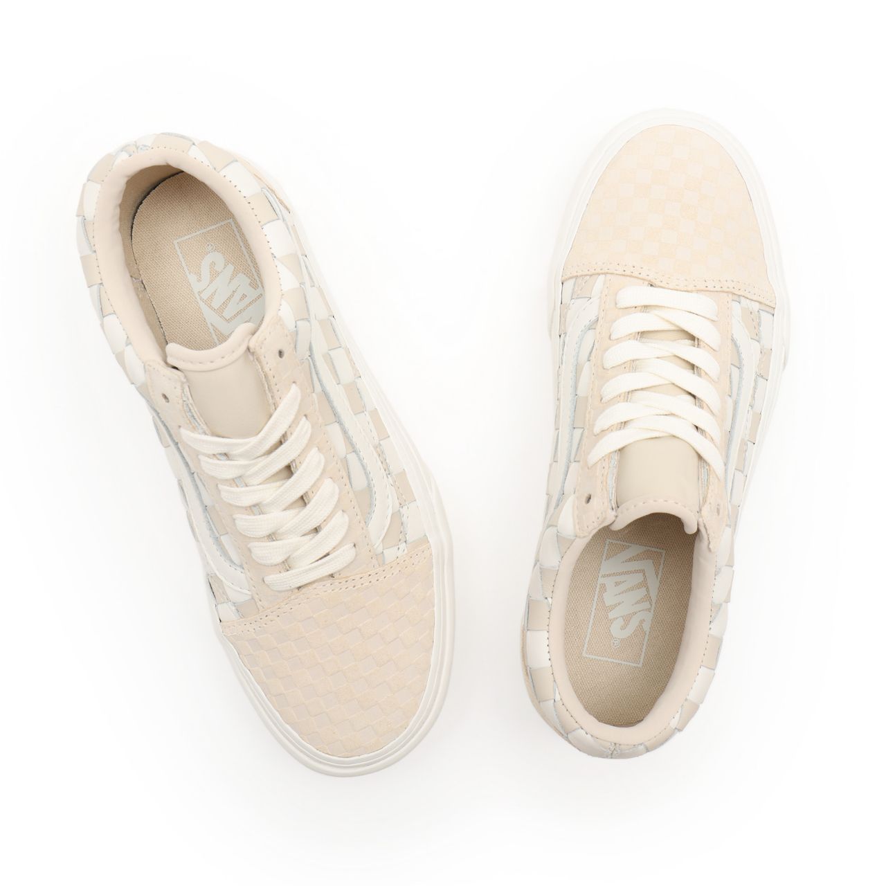 Vans Woven Old Skool Platform White Classic Womens - (Woven) leather/blanc de blanc VN0A5KX99GY Shoes