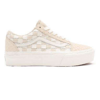 Vans Woven Old Skool Platform White Classic Womens - (Woven) leather/blanc de blanc VN0A5KX99GY Shoes