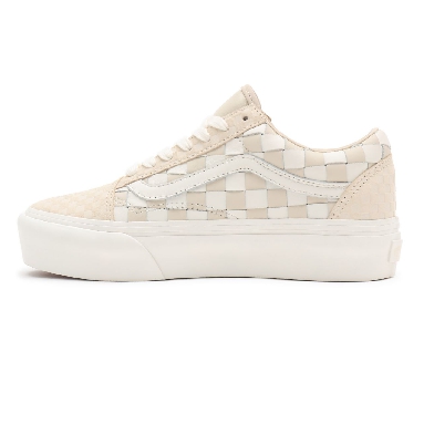 Vans Woven Old Skool Platform White Classic Womens - (Woven) leather/blanc de blanc VN0A5KX99GY Shoes