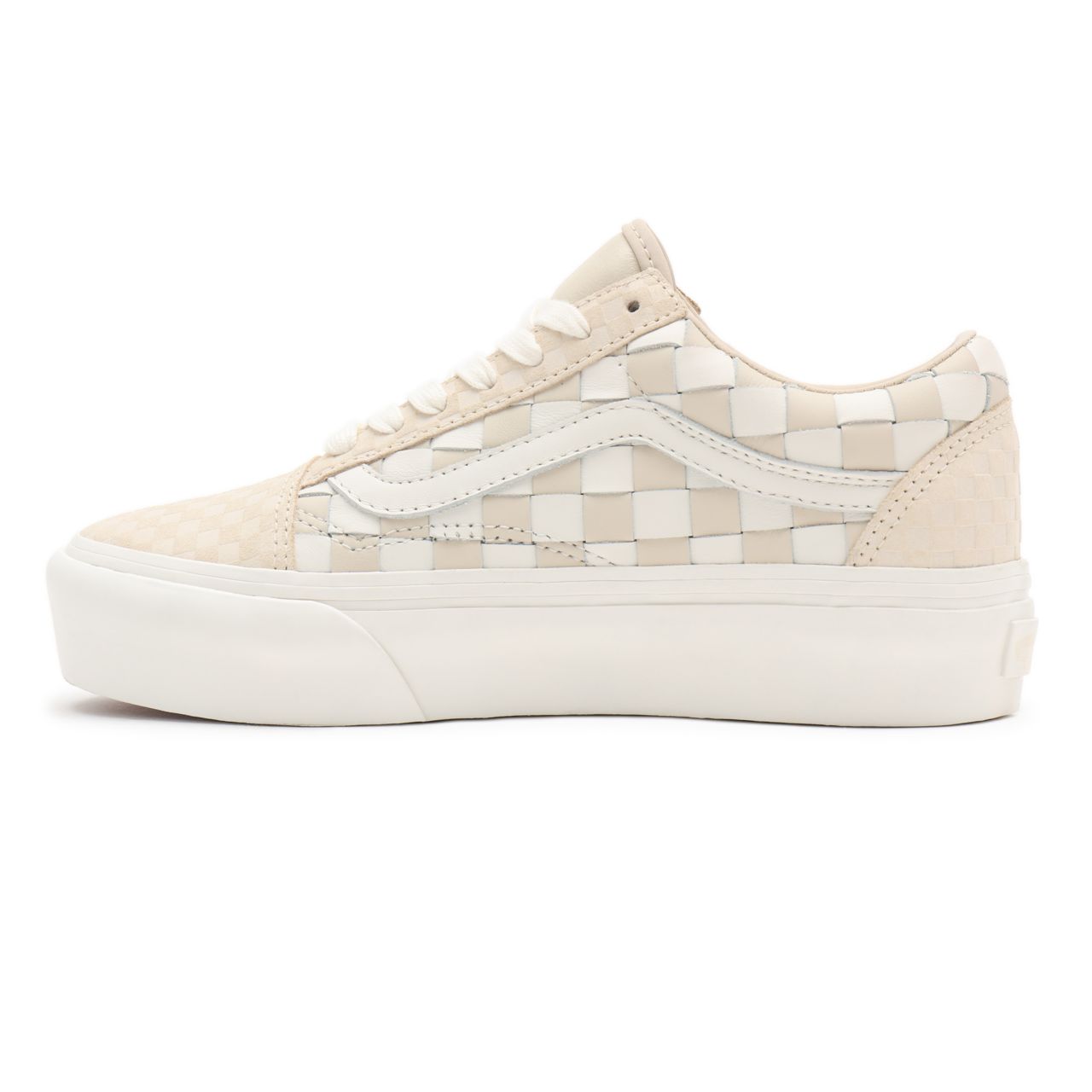 Vans Woven Old Skool Platform White Classic Womens - (Woven) leather/blanc de blanc VN0A5KX99GY Shoes