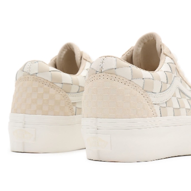 Vans Woven Old Skool Platform White Classic Womens - (Woven) leather/blanc de blanc VN0A5KX99GY Shoes