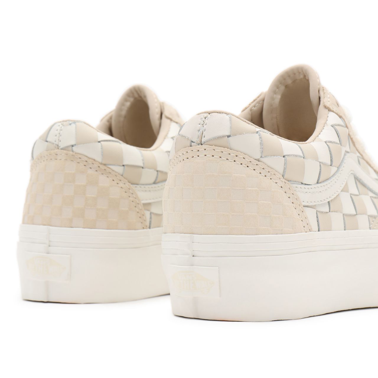 Vans Woven Old Skool Platform White Classic Womens - (Woven) leather/blanc de blanc VN0A5KX99GY Shoes