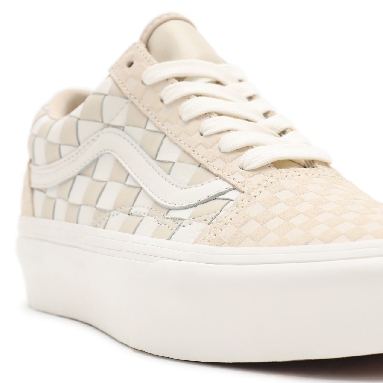 Vans Woven Old Skool Platform White Classic Womens - (Woven) leather/blanc de blanc VN0A5KX99GY Shoes