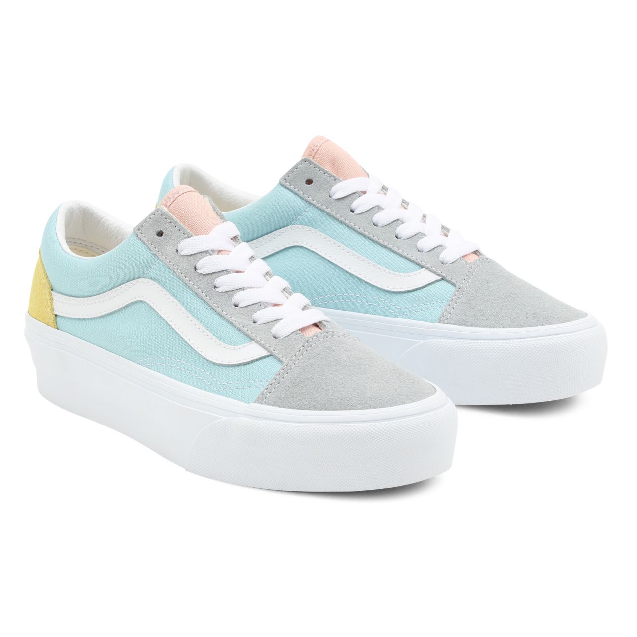 Vans Colour Block Old Skool Platform Grey Classic Womens - (Color Block) Pastel/True White VN0A5KRG8OJ Shoes