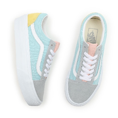 Vans Colour Block Old Skool Platform Grey Classic Womens - (Color Block) Pastel/True White VN0A5KRG8OJ Shoes