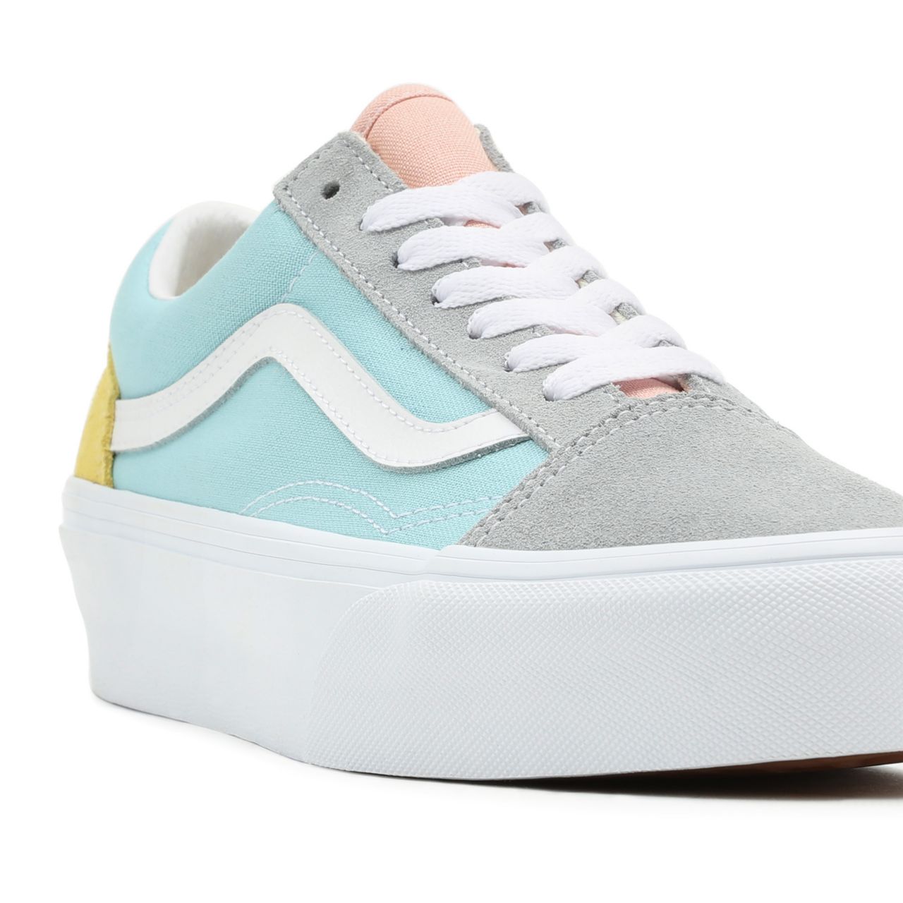 Vans Colour Block Old Skool Platform Grey Classic Womens - (Color Block) Pastel/True White VN0A5KRG8OJ Shoes