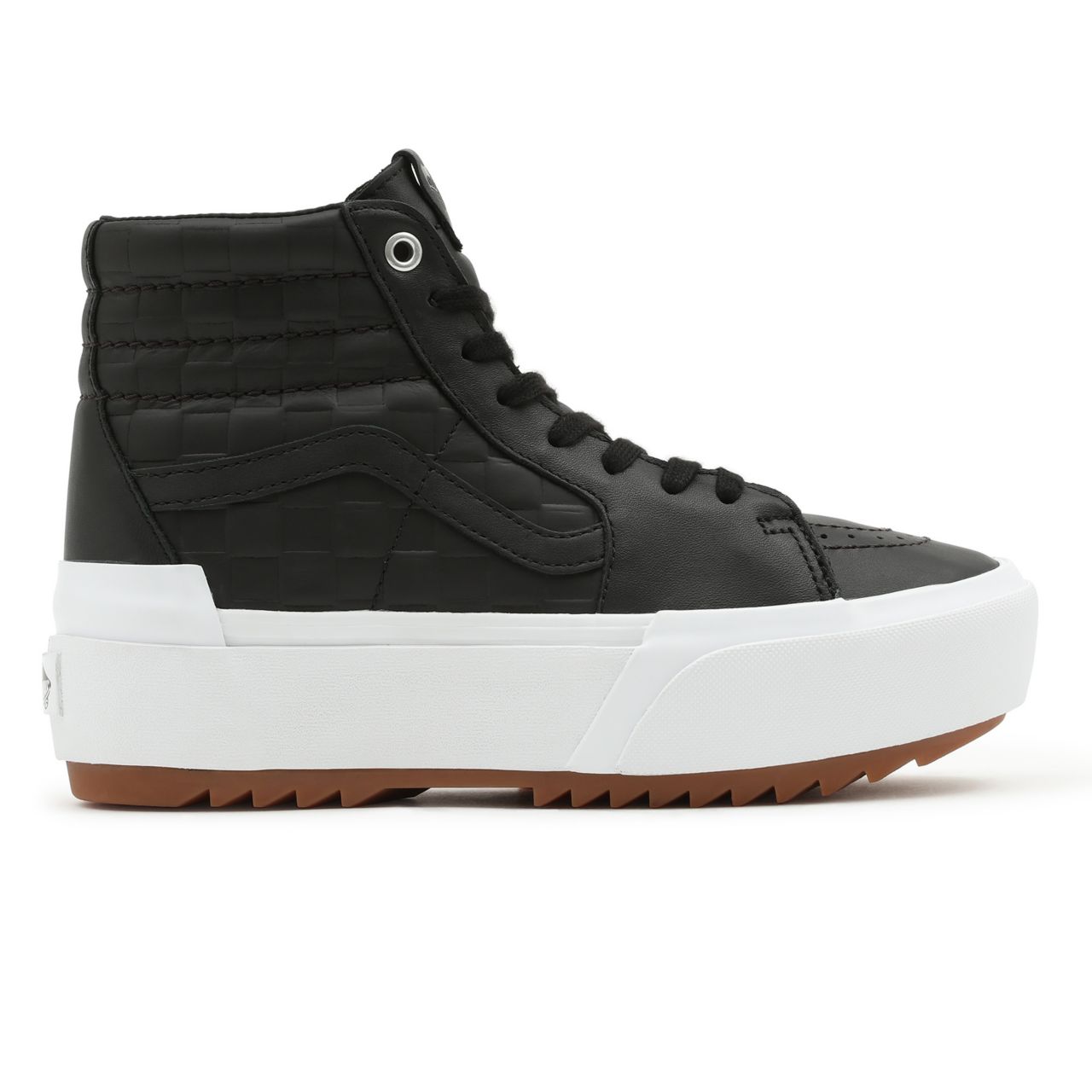 Vans Emboss Check Sk8-Hi Stacked Black Classic Womens - (Emboss Check) Black/True White VN0A4BTWA5S Shoes