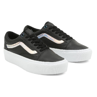 Vans Holo Sidestripe Old Skool Platform Black Classic Womens - (Holo Sidestripe) Black/True White VN0A5KRG98E Shoes