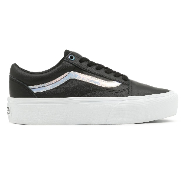 Vans Holo Sidestripe Old Skool Platform Black Classic Womens - (Holo Sidestripe) Black/True White VN0A5KRG98E Shoes