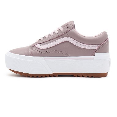 Vans Tumbled Leather Old Skool Stacked Pink Classic Womens - (Tumbled Leather) purple dove/true white VN0A4U159XY Shoes