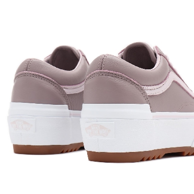 Vans Tumbled Leather Old Skool Stacked Pink Classic Womens - (Tumbled Leather) purple dove/true white VN0A4U159XY Shoes