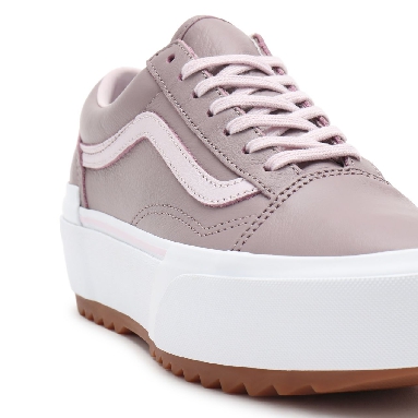 Vans Tumbled Leather Old Skool Stacked Pink Classic Womens - (Tumbled Leather) purple dove/true white VN0A4U159XY Shoes