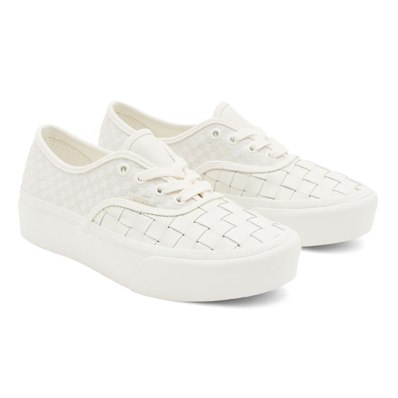 Vans Authentic Platform 2.0 Woven White Classic Womens - (Woven) leather/blanc de blanc VN0A5KXA9GY Shoes