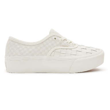 Vans Authentic Platform 2.0 Woven White Classic Womens - (Woven) leather/blanc de blanc VN0A5KXA9GY Shoes