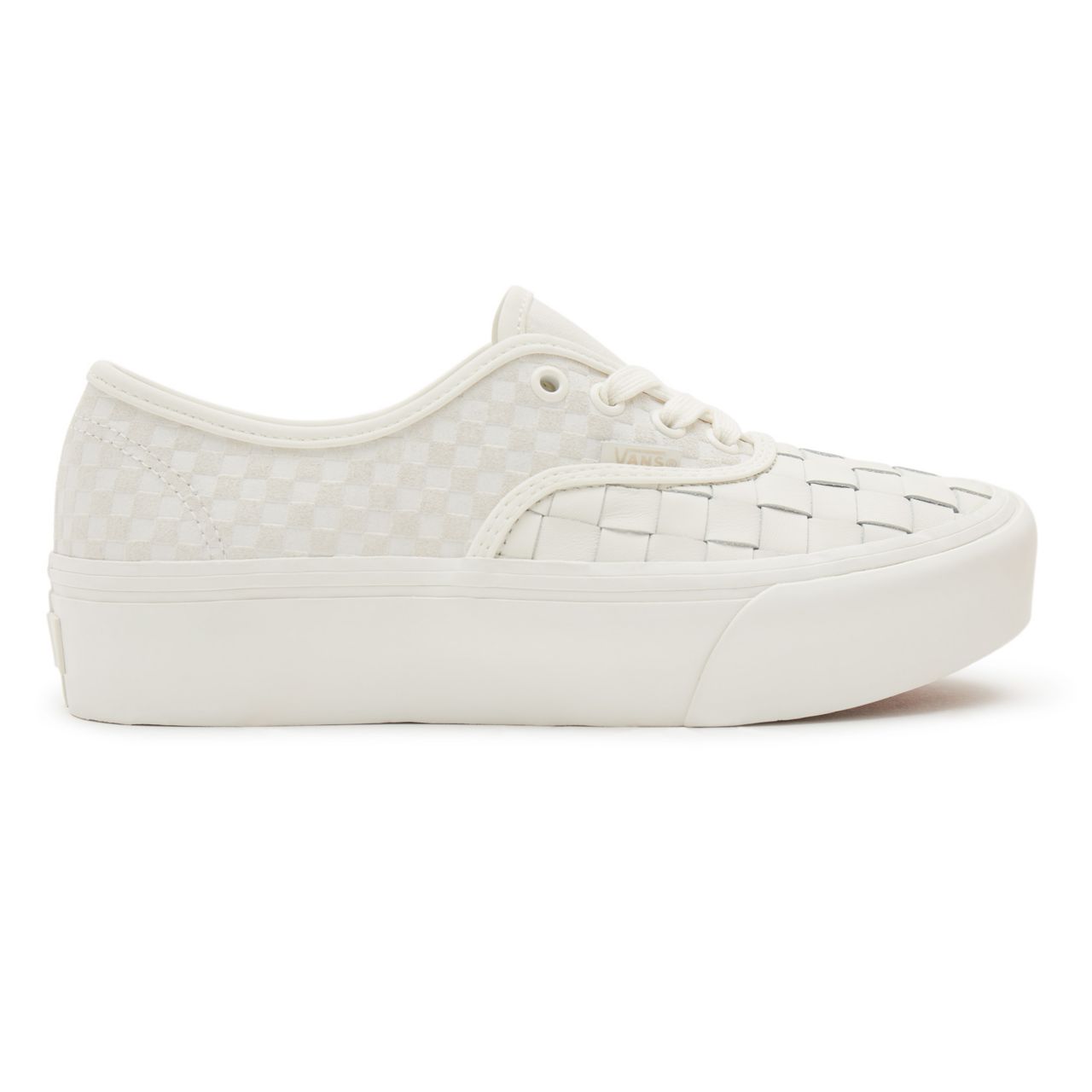 Vans Authentic Platform 2.0 Woven White Classic Womens - (Woven) leather/blanc de blanc VN0A5KXA9GY Shoes