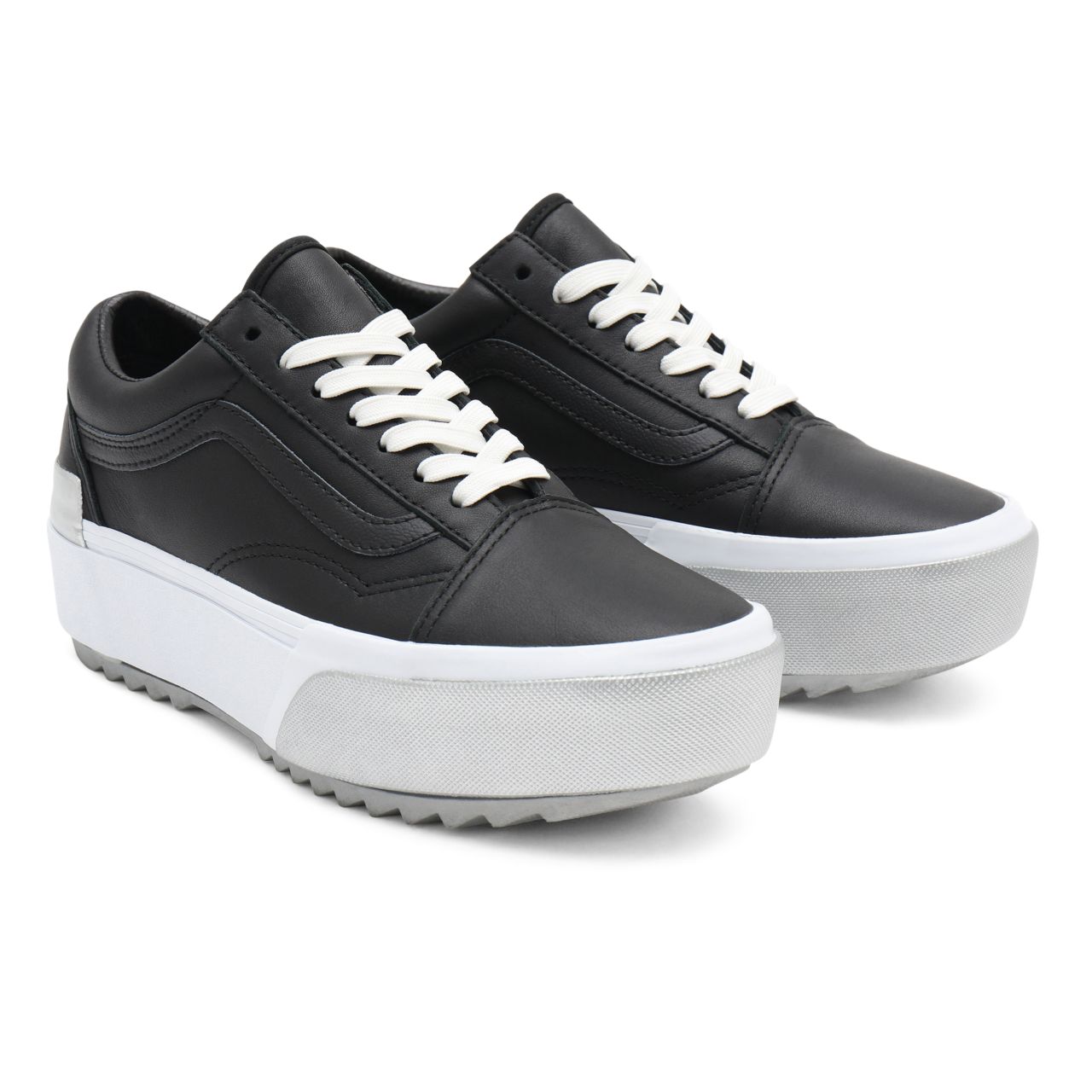 Vans Shiny Old Skool Stacked Black Classic Womens - (Shiny) black/true white VN0A4U159IW Shoes