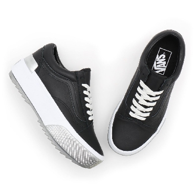 Vans Shiny Old Skool Stacked Black Classic Womens - (Shiny) black/true white VN0A4U159IW Shoes