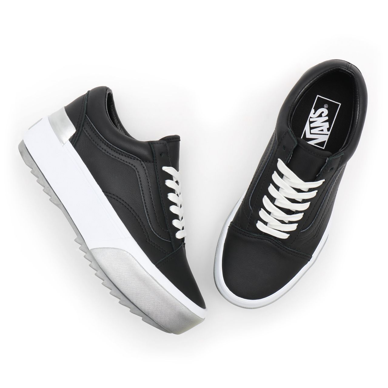 Vans Shiny Old Skool Stacked Black Classic Womens - (Shiny) black/true white VN0A4U159IW Shoes