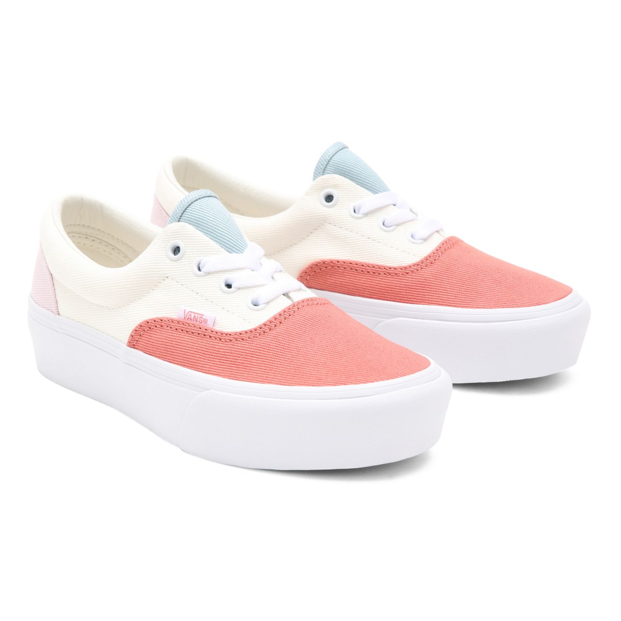 Vans Twill Era Platform White Classic Womens - (Twill) pastel block/true white VN0A3WLU9MK Shoes