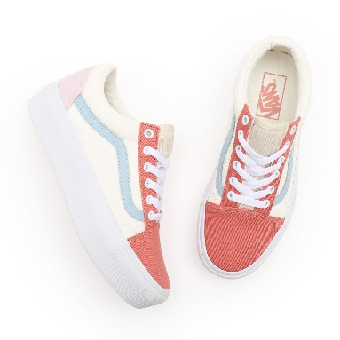 Vans Twill Old Skool Platform White Classic Womens - (Twill) pastel block/true white VN0A5KX99MK Shoes