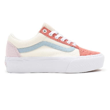 Vans Twill Old Skool Platform White Classic Womens - (Twill) pastel block/true white VN0A5KX99MK Shoes